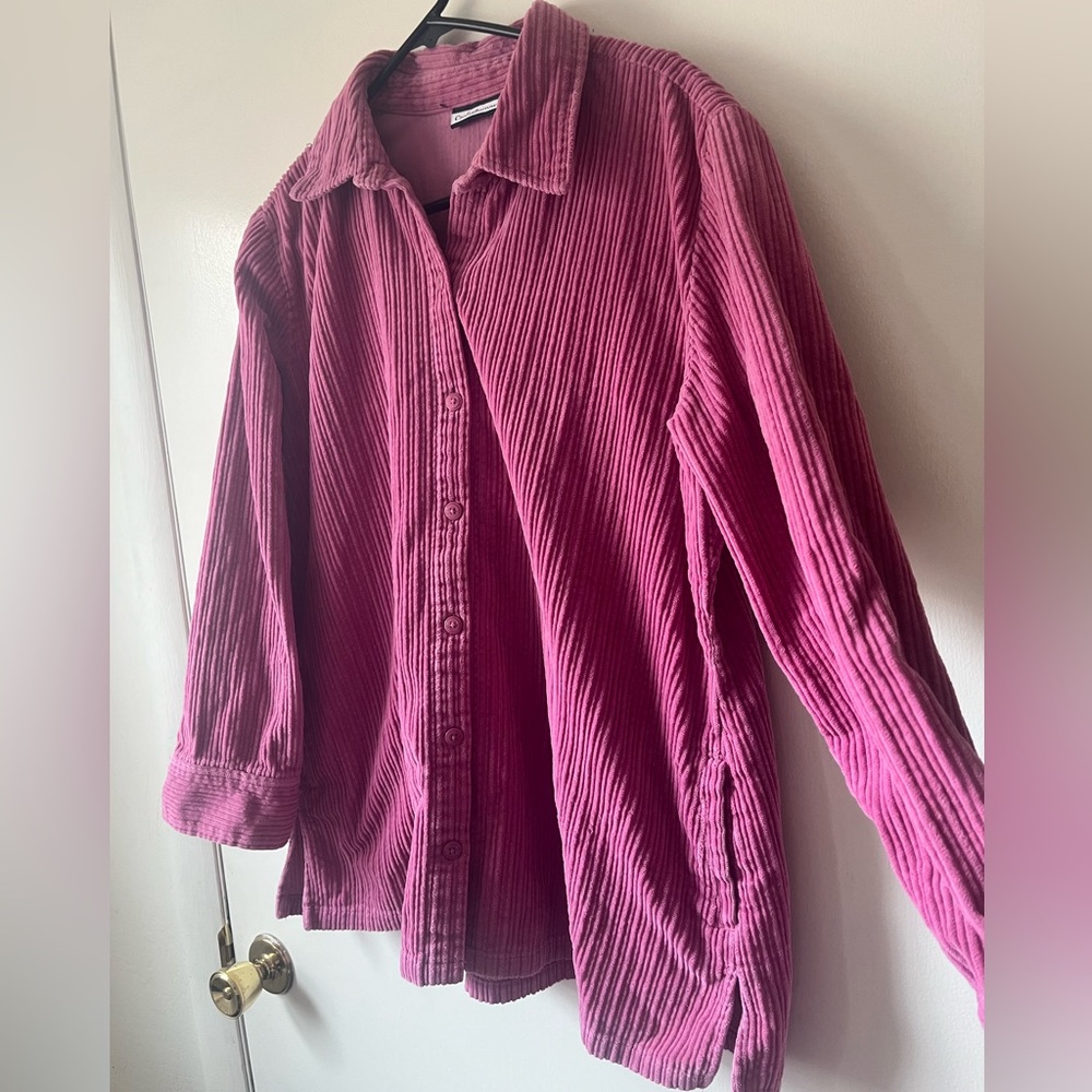 Vintage Croft and Barrow Women’s Oversized Corduroy Shacket Shirt Jacket Pink XL - Picture 2 of 6